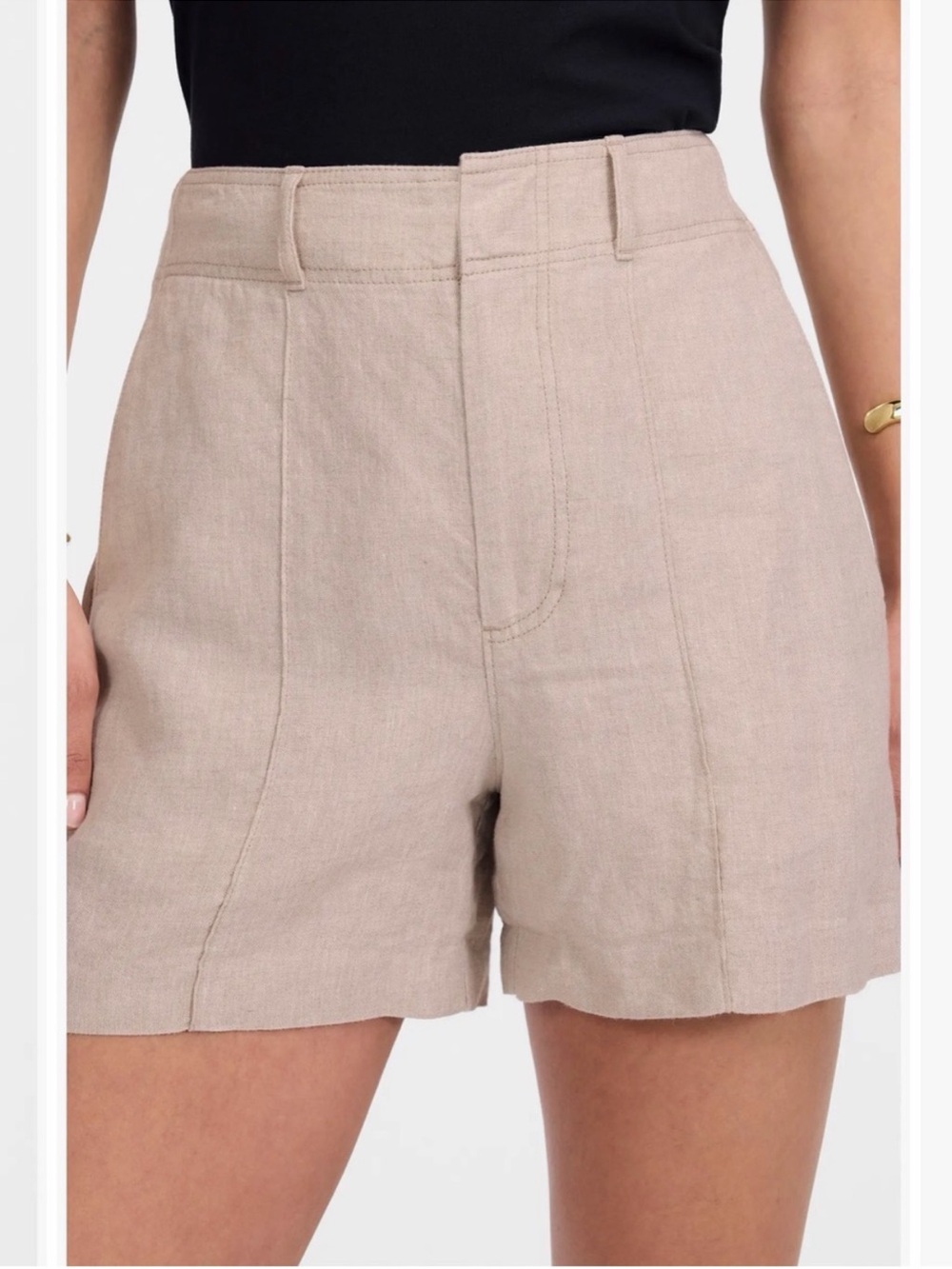 Madewell High-Waist 100% Linen Shorts - Light Beige